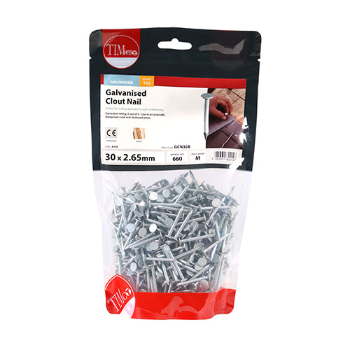 30mm x 2.65mm Clout Nails - Galvanised