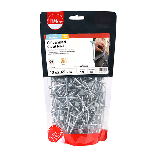 40mm x 2.65mm Clout Nails - Galvanised