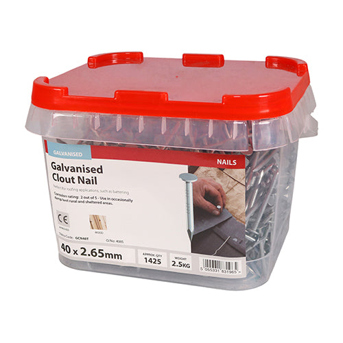40mm x 2.65mm Clout Nails - Galvanised