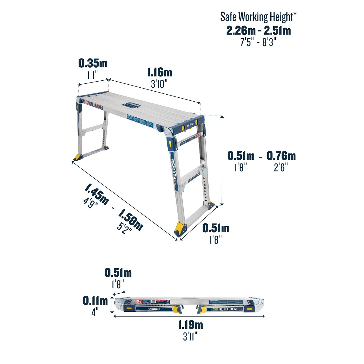 WERNER ADJUSTABLE PRO WORK PLATFORM