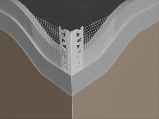6mm PVC-u Meshed Wing Nosed Angle Bead