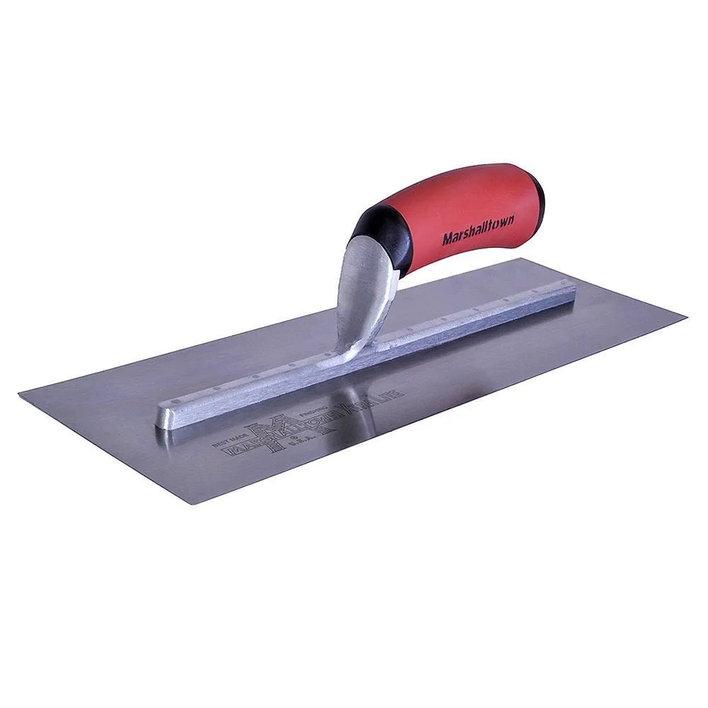 Marshalltown Finishing Trowel 14” x 4 ¾” Spring Steel - Curved DuraSoft Handle